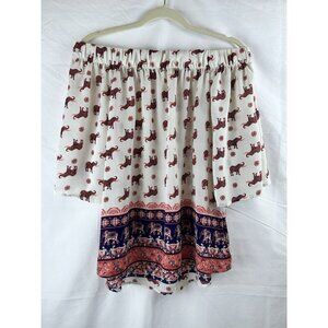 Women’s Elephant Boutique Top Medium 3/4 sleeve On/off Shoulder
